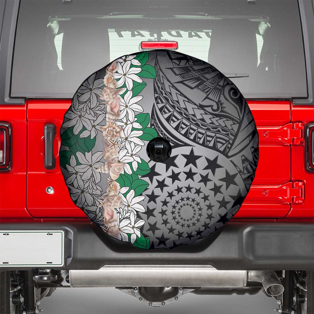Cook Islands Tiare Maori With Conch Shell Spare Tire Cover Pasifika Fest Polynesian Tattoo Black