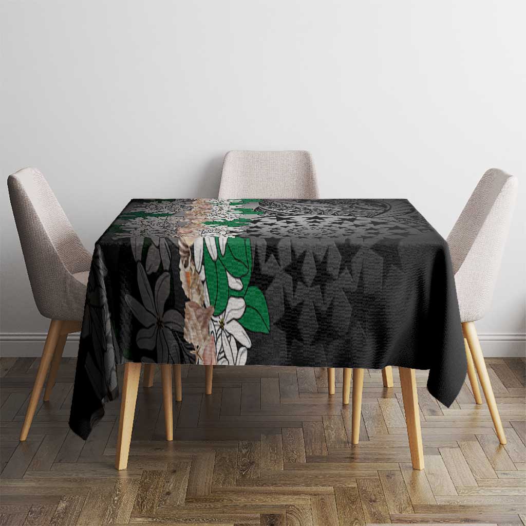 Cook Islands Tiare Maori With Conch Shell Tablecloth Pasifika Fest Polynesian Tattoo Black