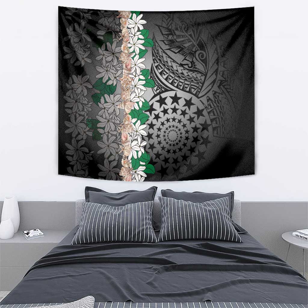Cook Islands Tiare Maori With Conch Shell Tapestry Pasifika Fest Polynesian Tattoo Black
