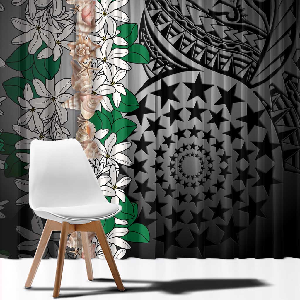 Cook Islands Tiare Maori With Conch Shell Window Curtain Pasifika Fest Polynesian Tattoo Black