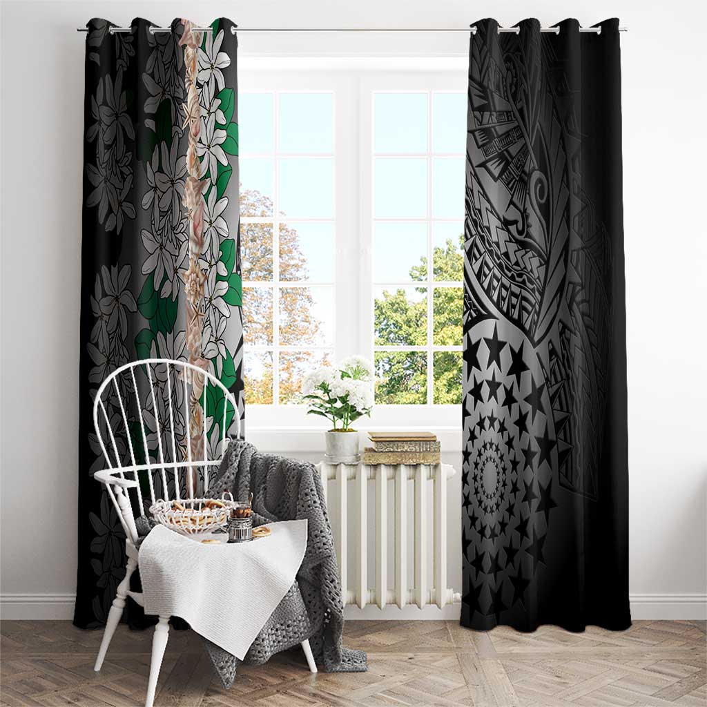 Cook Islands Tiare Maori With Conch Shell Window Curtain Pasifika Fest Polynesian Tattoo Black