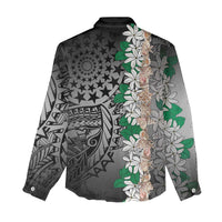 Cook Islands Tiare Maori With Conch Shell Women Casual Shirt Pasifika Fest Polynesian Tattoo Black LT14 - Polynesian Pride