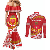 Personalised Kolisi Tonga College Atele Couples Matching Mermaid Dress and Long Sleeve Button Shirt Mate Maa Tonga 142 Years Anniversary LT14 - Polynesian Pride