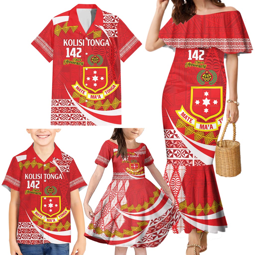 Personalised Kolisi Tonga College Atele Family Matching Mermaid Dress and Hawaiian Shirt Mate Maa Tonga 142 Years Anniversary LT14 - Polynesian Pride