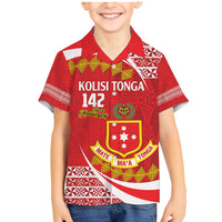 Personalised Kolisi Tonga College Atele Family Matching Mermaid Dress and Hawaiian Shirt Mate Maa Tonga 142 Years Anniversary LT14 Son's Shirt Red - Polynesian Pride
