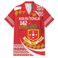 Personalised Kolisi Tonga College Atele Family Matching Off The Shoulder Long Sleeve Dress and Hawaiian Shirt Mate Maa Tonga 142 Years Anniversary LT14 Dad's Shirt - Short Sleeve Red - Polynesian Pride