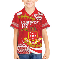 Personalised Kolisi Tonga College Atele Family Matching Puletasi and Hawaiian Shirt Mate Maa Tonga 142 Years Anniversary LT14 Son's Shirt Red - Polynesian Pride