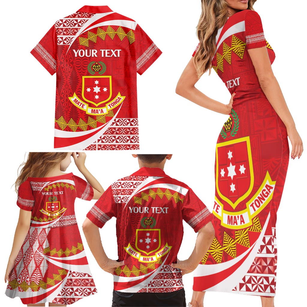 Personalised Kolisi Tonga College Atele Family Matching Short Sleeve Bodycon Dress and Hawaiian Shirt Mate Maa Tonga 142 Years Anniversary LT14 - Polynesian Pride