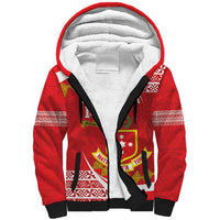 Personalised Kolisi Tonga College Atele Sherpa Hoodie Mate Maa Tonga 142 Years Anniversary LT14 Unisex Red - Polynesian Pride