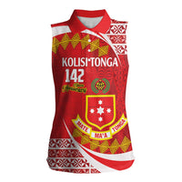 Personalised Kolisi Tonga College Atele Women Sleeveless Polo Shirt Mate Maa Tonga 142 Years Anniversary LT14 Female Red - Polynesian Pride