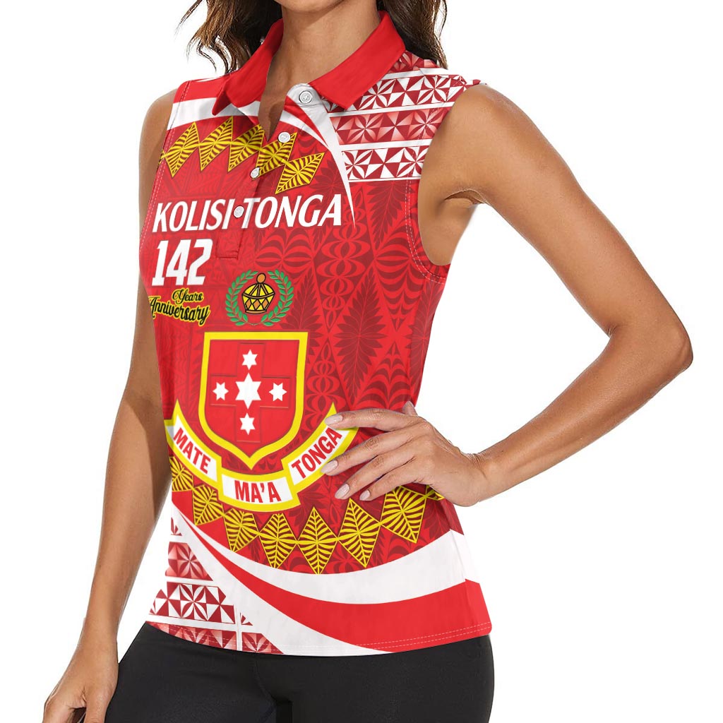 Personalised Kolisi Tonga College Atele Women Sleeveless Polo Shirt Mate Maa Tonga 142 Years Anniversary LT14 - Polynesian Pride