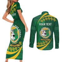 Personalised Tonga Liahona-Saineha High School Couples Matching Short Sleeve Bodycon Dress and Long Sleeve Button Shirt Happy 76 Years Anniversary LT14 - Polynesian Pride