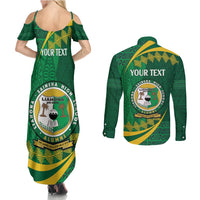 Personalised Tonga Liahona-Saineha High School Couples Matching Summer Maxi Dress and Long Sleeve Button Shirt Happy 76 Years Anniversary LT14 - Polynesian Pride