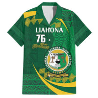 Personalised Tonga Liahona-Saineha High School Family Matching Off Shoulder Maxi Dress and Hawaiian Shirt Happy 76 Years Anniversary LT14 Dad's Shirt - Short Sleeve Green - Polynesian Pride
