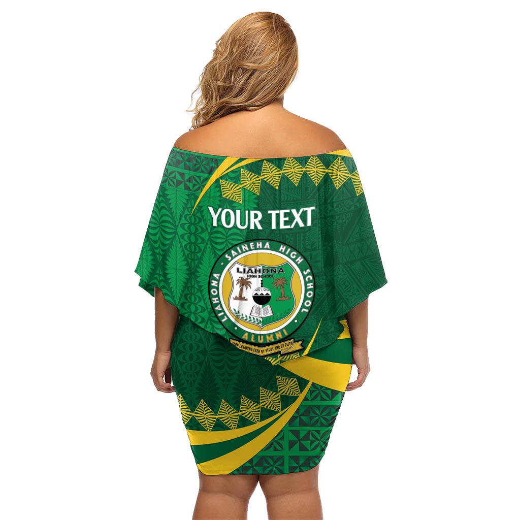 Personalised Tonga Liahona-Saineha High School Family Matching Off Shoulder Short Dress and Hawaiian Shirt Happy 76 Years Anniversary LT14 - Polynesian Pride