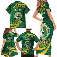 Personalised Tonga Liahona-Saineha High School Family Matching Short Sleeve Bodycon Dress and Hawaiian Shirt Happy 76 Years Anniversary LT14 - Polynesian Pride