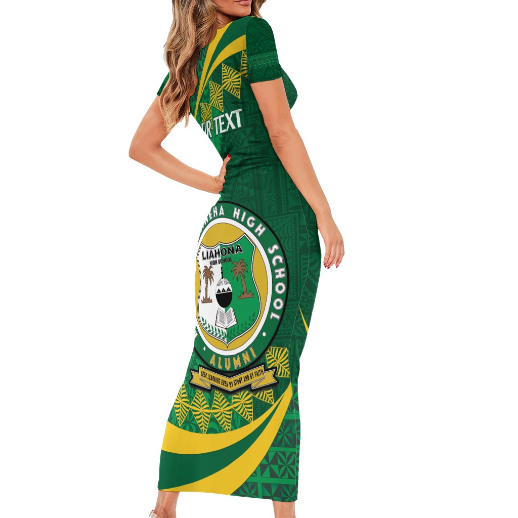 Personalised Tonga Liahona-Saineha High School Family Matching Short Sleeve Bodycon Dress and Hawaiian Shirt Happy 76 Years Anniversary LT14 - Polynesian Pride