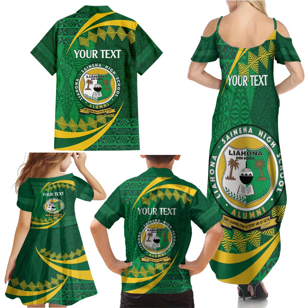 Personalised Tonga Liahona-Saineha High School Family Matching Summer Maxi Dress and Hawaiian Shirt Happy 76 Years Anniversary LT14 - Polynesian Pride