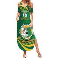 Personalised Tonga Liahona-Saineha High School Family Matching Summer Maxi Dress and Hawaiian Shirt Happy 76 Years Anniversary LT14 Mom's Dress Green - Polynesian Pride