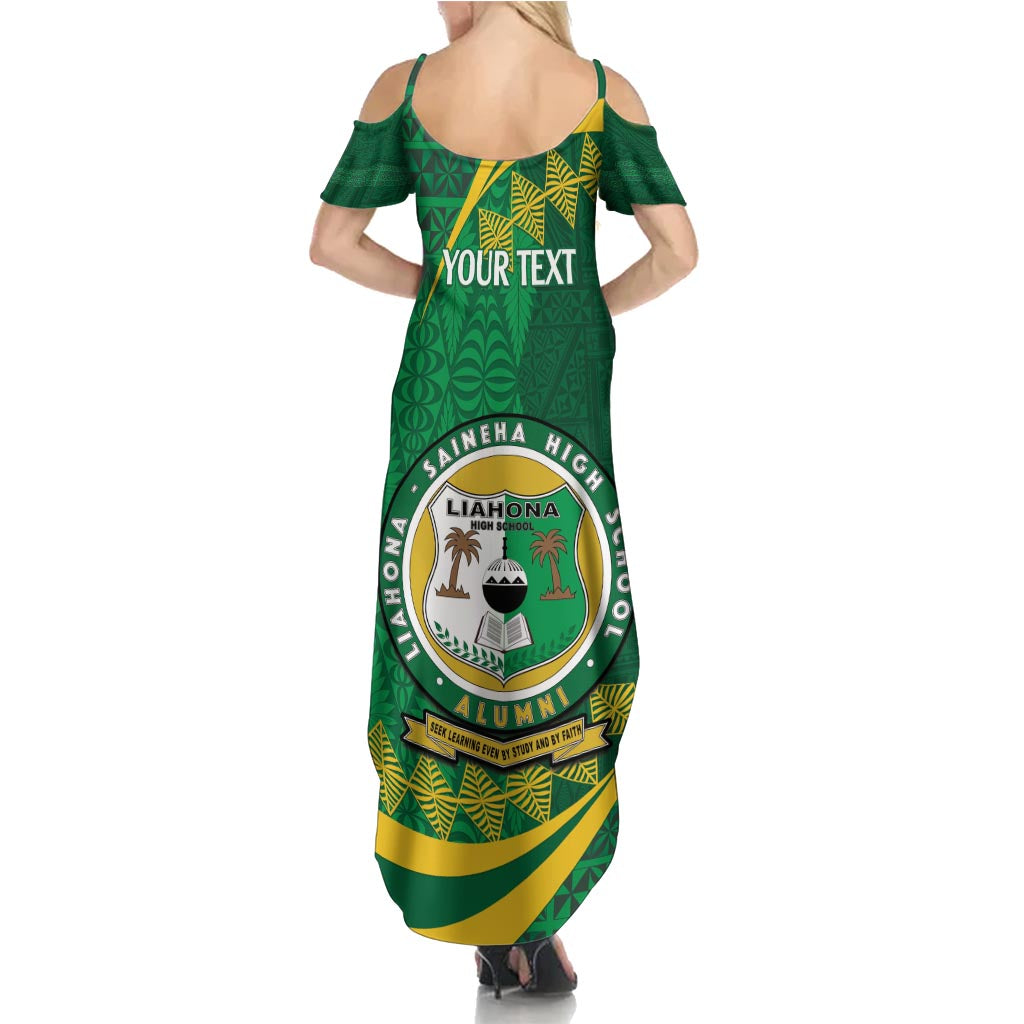 Personalised Tonga Liahona-Saineha High School Family Matching Summer Maxi Dress and Hawaiian Shirt Happy 76 Years Anniversary LT14 - Polynesian Pride