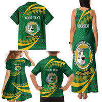 Personalised Tonga Liahona-Saineha High School Family Matching Tank Maxi Dress and Hawaiian Shirt Happy 76 Years Anniversary LT14 - Polynesian Pride
