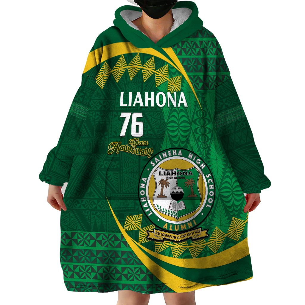 Personalised Tonga Liahona-Saineha High School Wearable Blanket Hoodie Happy 76 Years Anniversary LT14 - Polynesian Pride