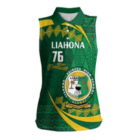 Personalised Tonga Liahona-Saineha High School Women Sleeveless Polo Shirt Happy 76 Years Anniversary LT14 Female Green - Polynesian Pride