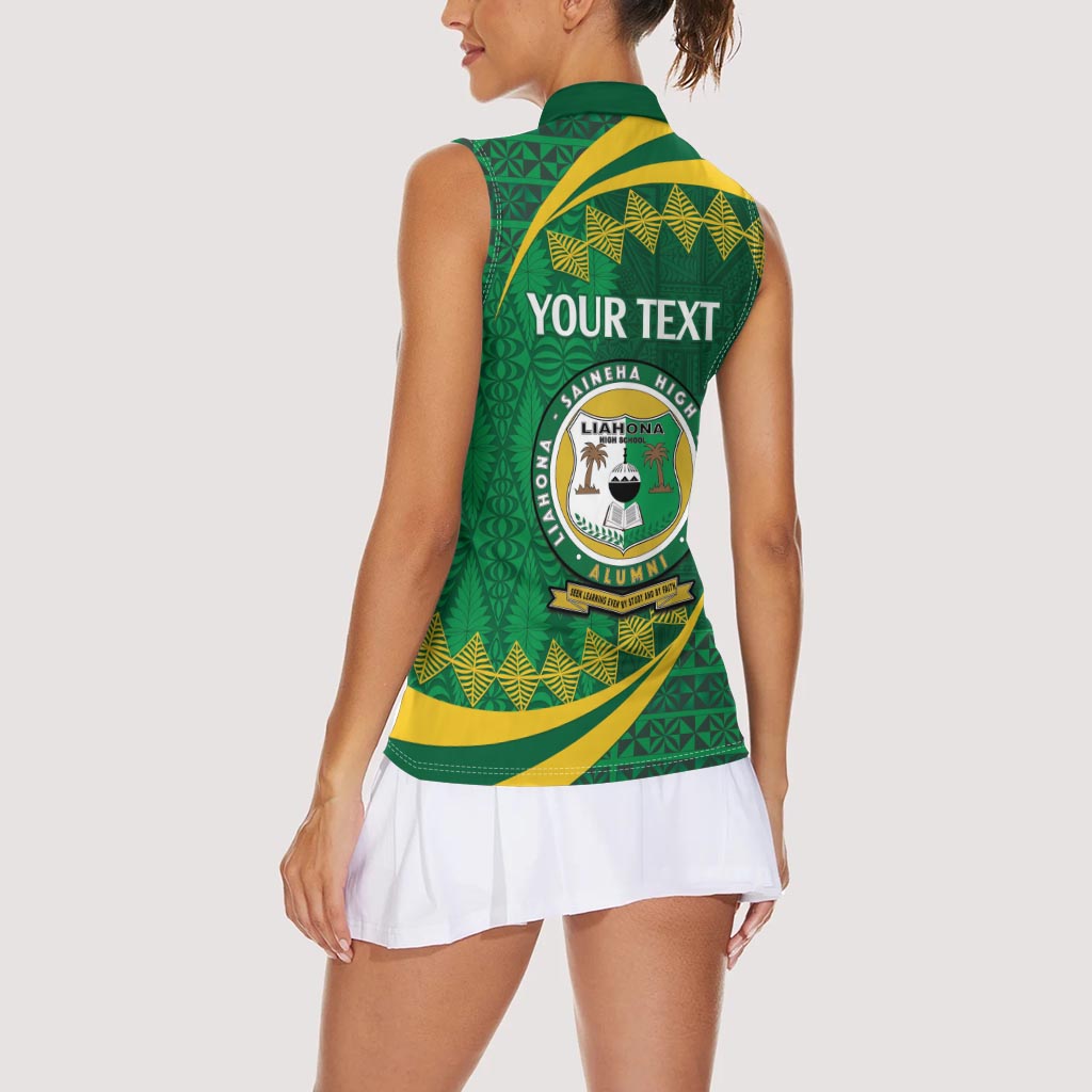 Personalised Tonga Liahona-Saineha High School Women Sleeveless Polo Shirt Happy 76 Years Anniversary LT14 - Polynesian Pride