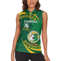 Personalised Tonga Liahona-Saineha High School Women Sleeveless Polo Shirt Happy 76 Years Anniversary LT14 - Polynesian Pride