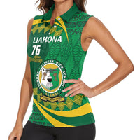 Personalised Tonga Liahona-Saineha High School Women Sleeveless Polo Shirt Happy 76 Years Anniversary LT14 - Polynesian Pride