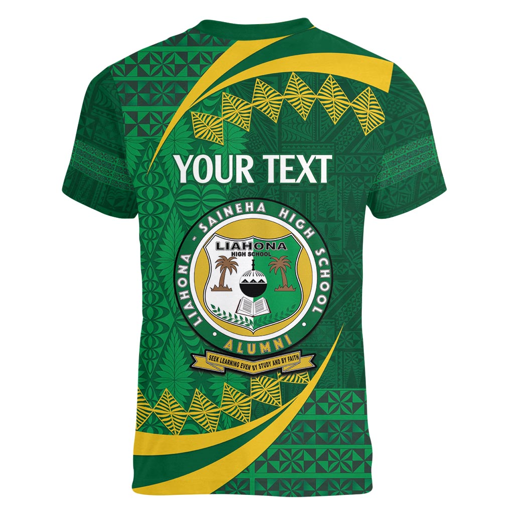Personalised Tonga Liahona-Saineha High School Women V-Neck T-Shirt Happy 76 Years Anniversary LT14 - Polynesian Pride