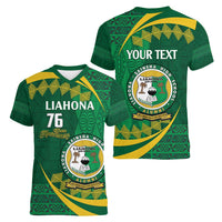 Personalised Tonga Liahona-Saineha High School Women V-Neck T-Shirt Happy 76 Years Anniversary LT14 - Polynesian Pride