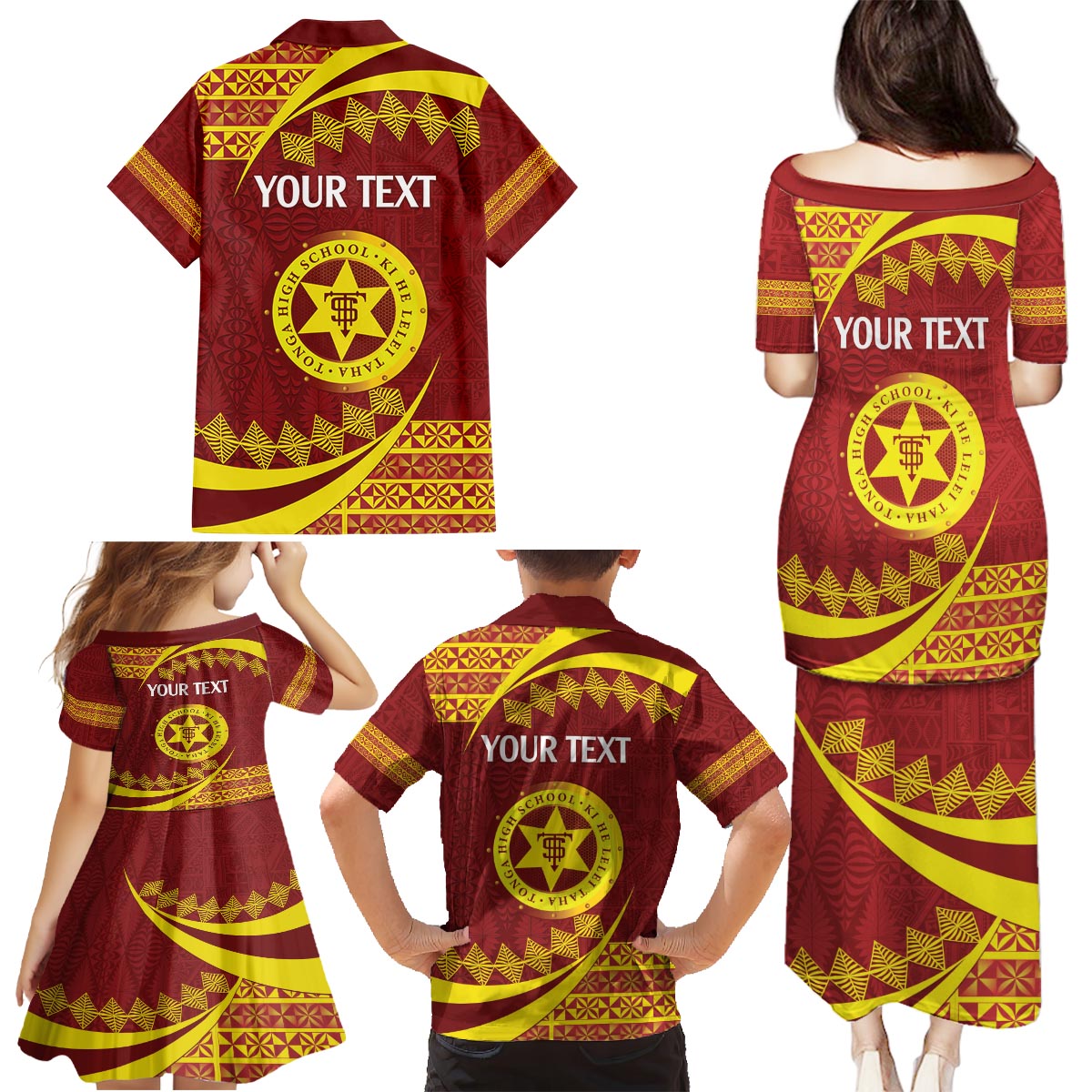 Personalised Tonga High School Family Matching Puletasi and Hawaiian Shirt Happy 77 Years Anniversary LT14 - Polynesian Pride