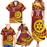 Personalised Tonga High School Family Matching Summer Maxi Dress and Hawaiian Shirt Happy 77 Years Anniversary LT14 - Polynesian Pride