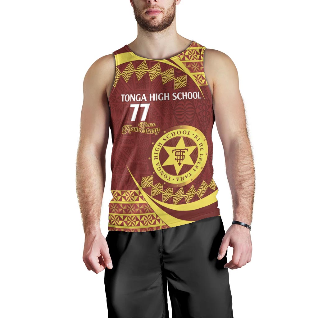 Personalised Tonga High School Men Tank Top Happy 77 Years Anniversary LT14 - Polynesian Pride