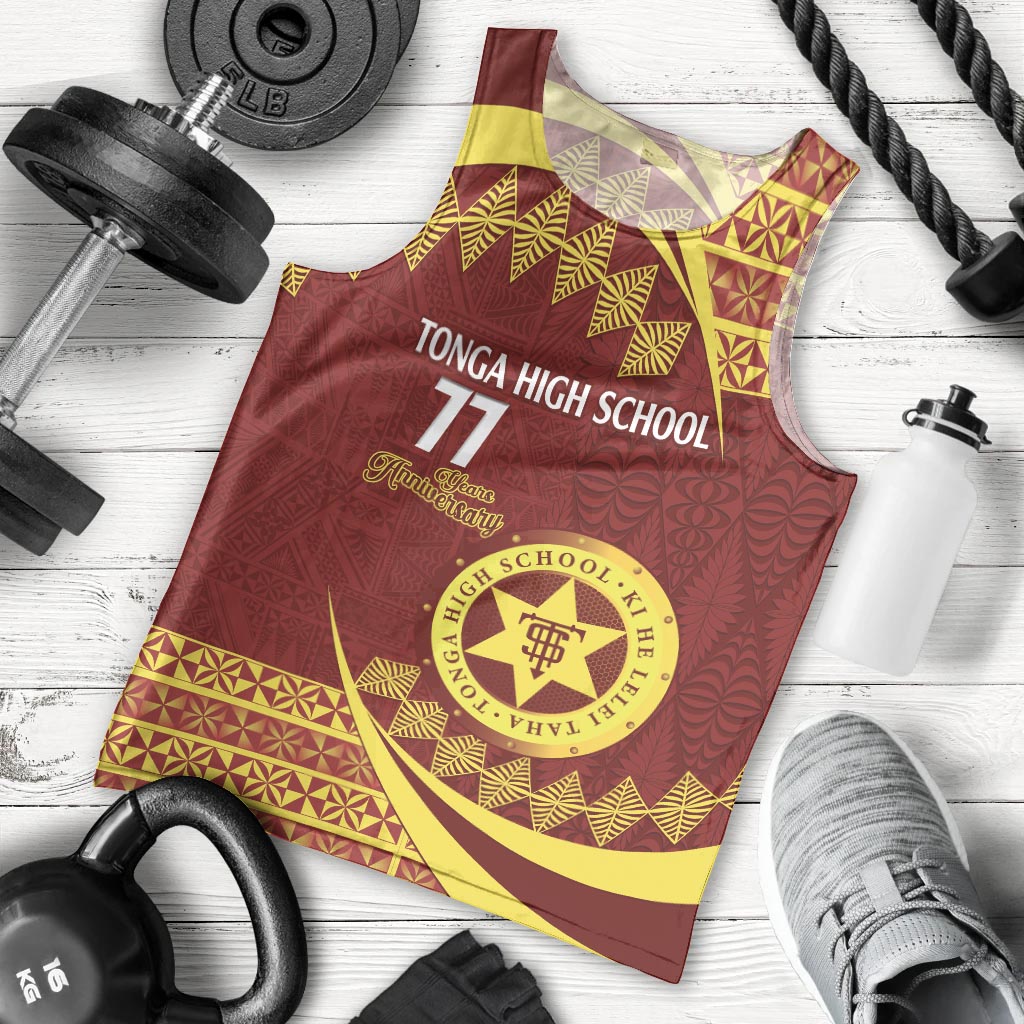 Personalised Tonga High School Men Tank Top Happy 77 Years Anniversary LT14 - Polynesian Pride