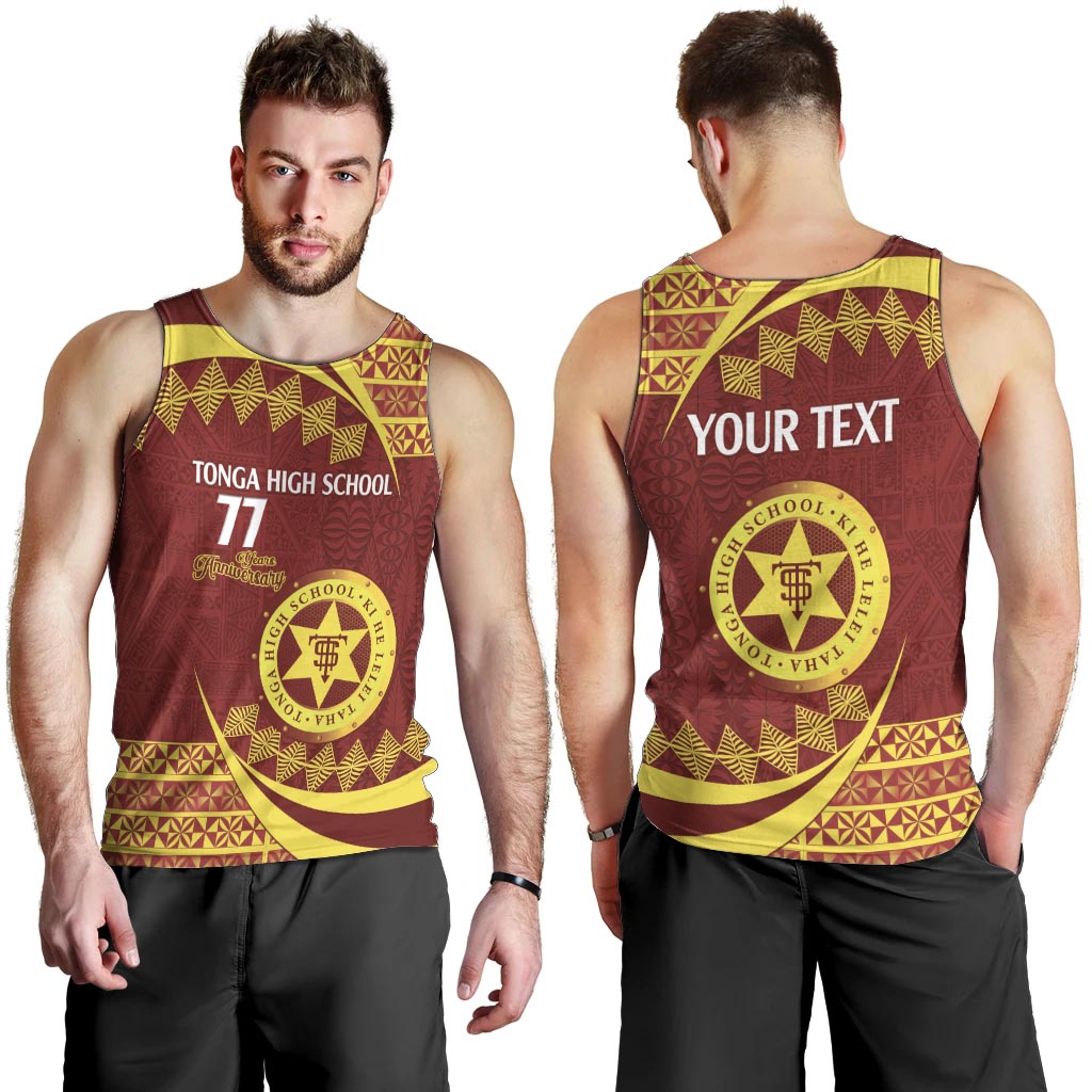 Personalised Tonga High School Men Tank Top Happy 77 Years Anniversary LT14 - Polynesian Pride