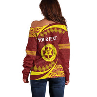 Personalised Tonga High School Off Shoulder Sweater Happy 77 Years Anniversary