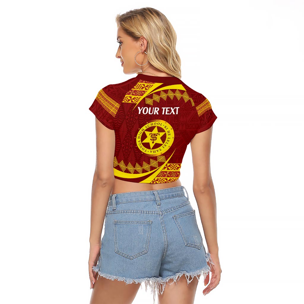 Personalised Tonga High School Raglan Cropped T Shirt Happy 77 Years Anniversary LT14 - Polynesian Pride