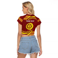 Personalised Tonga High School Raglan Cropped T Shirt Happy 77 Years Anniversary LT14 - Polynesian Pride