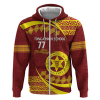 Personalised Tonga High School Zip Hoodie Happy 77 Years Anniversary LT14 Zip Hoodie Maroon - Polynesian Pride