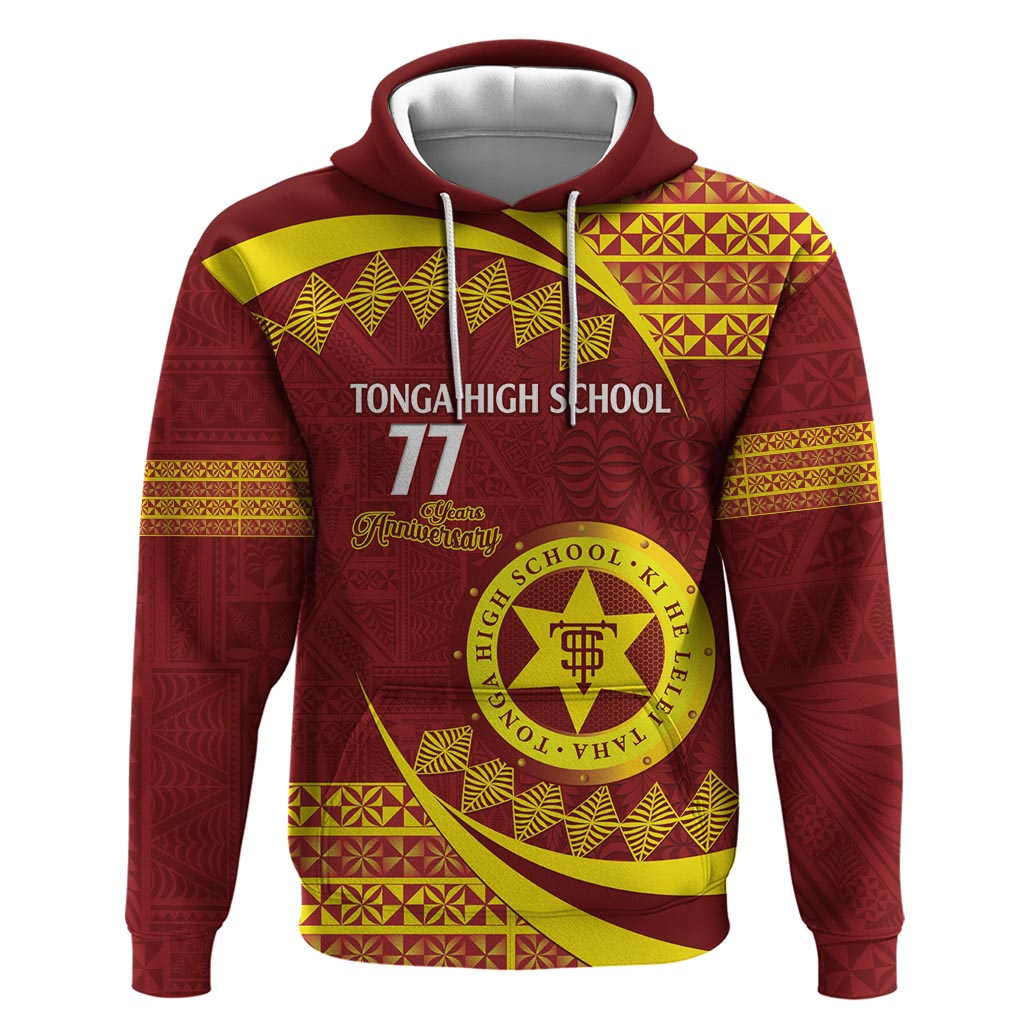 Personalised Tonga High School Zip Hoodie Happy 77 Years Anniversary LT14 Pullover Hoodie Maroon - Polynesian Pride