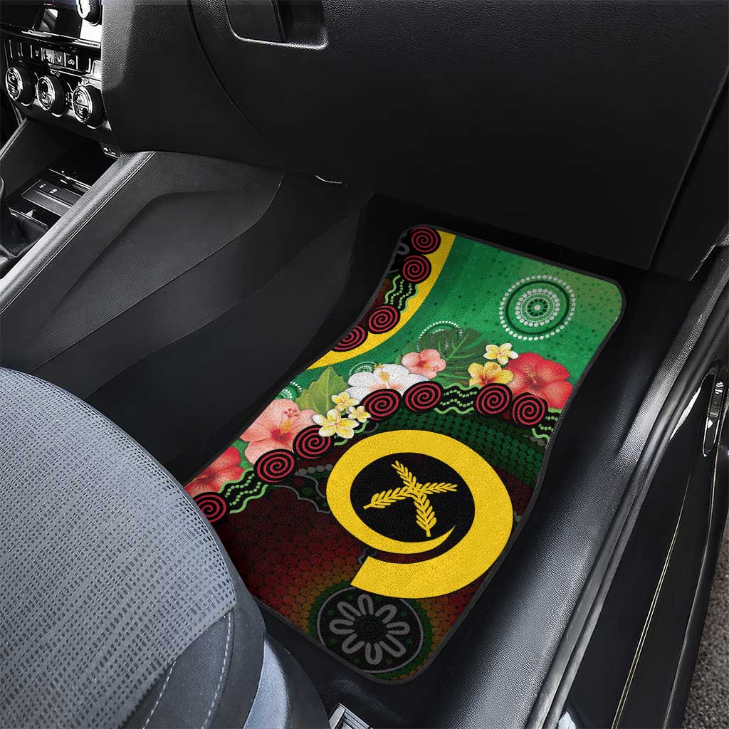 Long God Yumi Stanap Vanuatu Car Mats Tropical Flowers Aboriginal Pattern