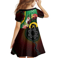Long God Yumi Stanap Vanuatu Family Matching Long Sleeve Bodycon Dress and Hawaiian Shirt Tropical Flowers Aboriginal Pattern LT14 - Polynesian Pride