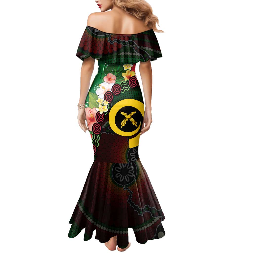 Long God Yumi Stanap Vanuatu Family Matching Mermaid Dress and Hawaiian Shirt Tropical Flowers Aboriginal Pattern LT14 - Polynesian Pride