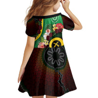 Long God Yumi Stanap Vanuatu Family Matching Off The Shoulder Long Sleeve Dress and Hawaiian Shirt Tropical Flowers Aboriginal Pattern LT14 - Polynesian Pride