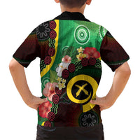 Long God Yumi Stanap Vanuatu Family Matching Off Shoulder Maxi Dress and Hawaiian Shirt Tropical Flowers Aboriginal Pattern LT14 - Polynesian Pride