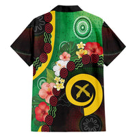 Long God Yumi Stanap Vanuatu Family Matching Off Shoulder Maxi Dress and Hawaiian Shirt Tropical Flowers Aboriginal Pattern LT14 - Polynesian Pride