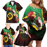 Long God Yumi Stanap Vanuatu Family Matching Off Shoulder Short Dress and Hawaiian Shirt Tropical Flowers Aboriginal Pattern LT14 - Polynesian Pride