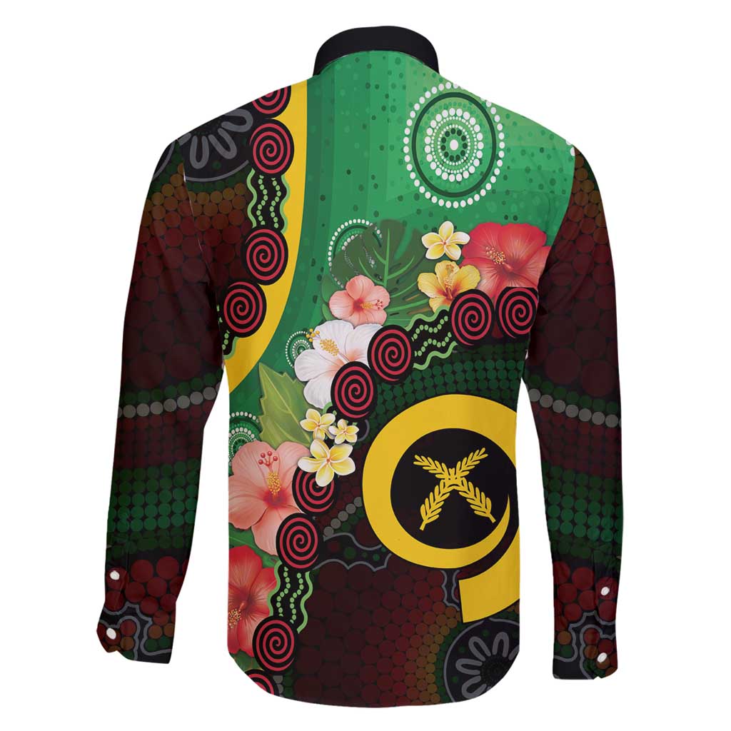 Long God Yumi Stanap Vanuatu Family Matching Off Shoulder Short Dress and Hawaiian Shirt Tropical Flowers Aboriginal Pattern LT14 - Polynesian Pride